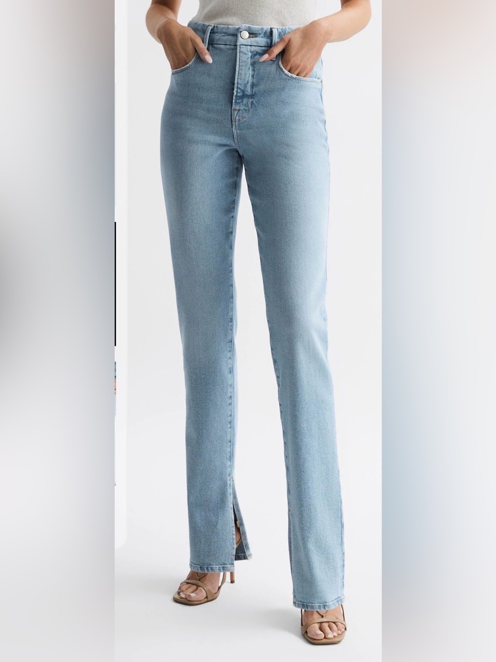 Good American Mid Blue Good American High Rise Inseam Split Size 29